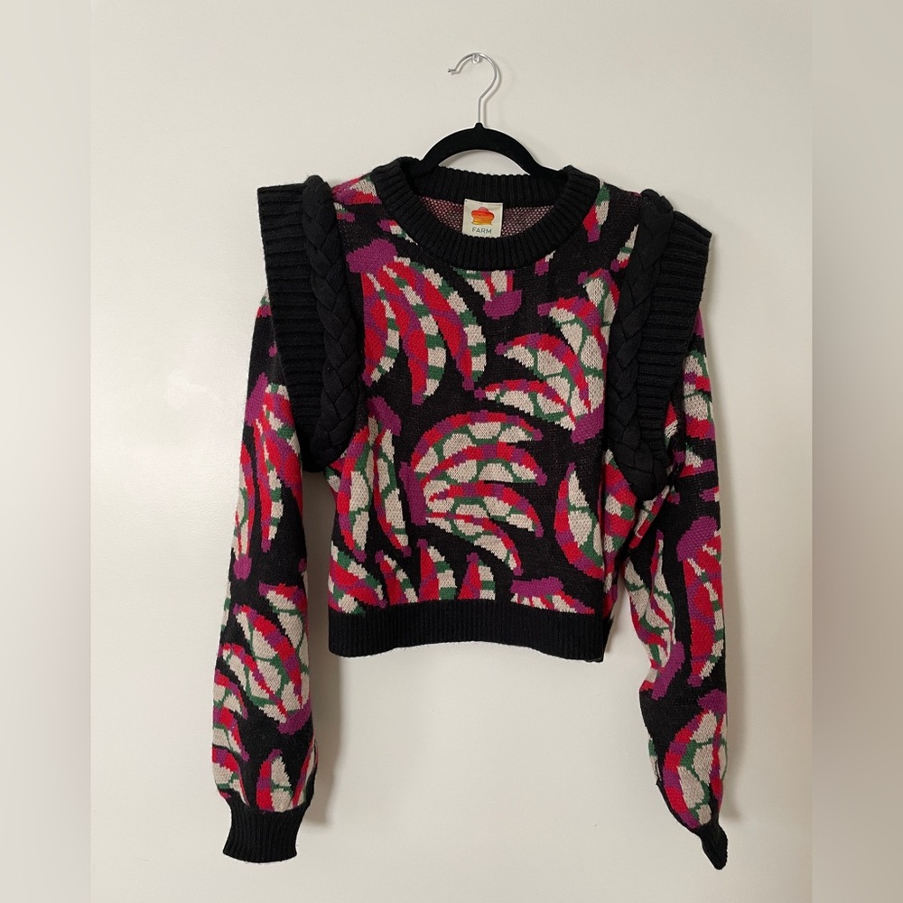 NWT Farm Rio Black Banana Knit Sweater